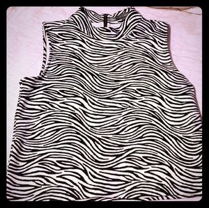 Zebra Black & White Vince Camuto Sleeveless Top